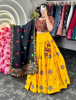 navratri Precious Yellow Navratri Lehenga Choli With Dupatta