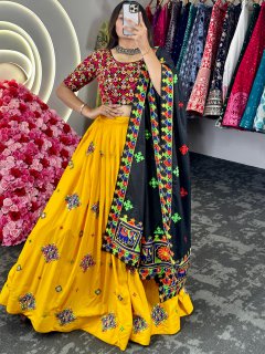 navratri Precious Yellow Navratri Lehenga Choli With Dupatta