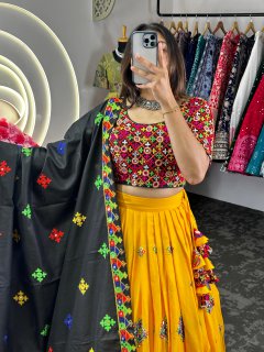 navratri Precious Yellow Navratri Lehenga Choli With Dupatta