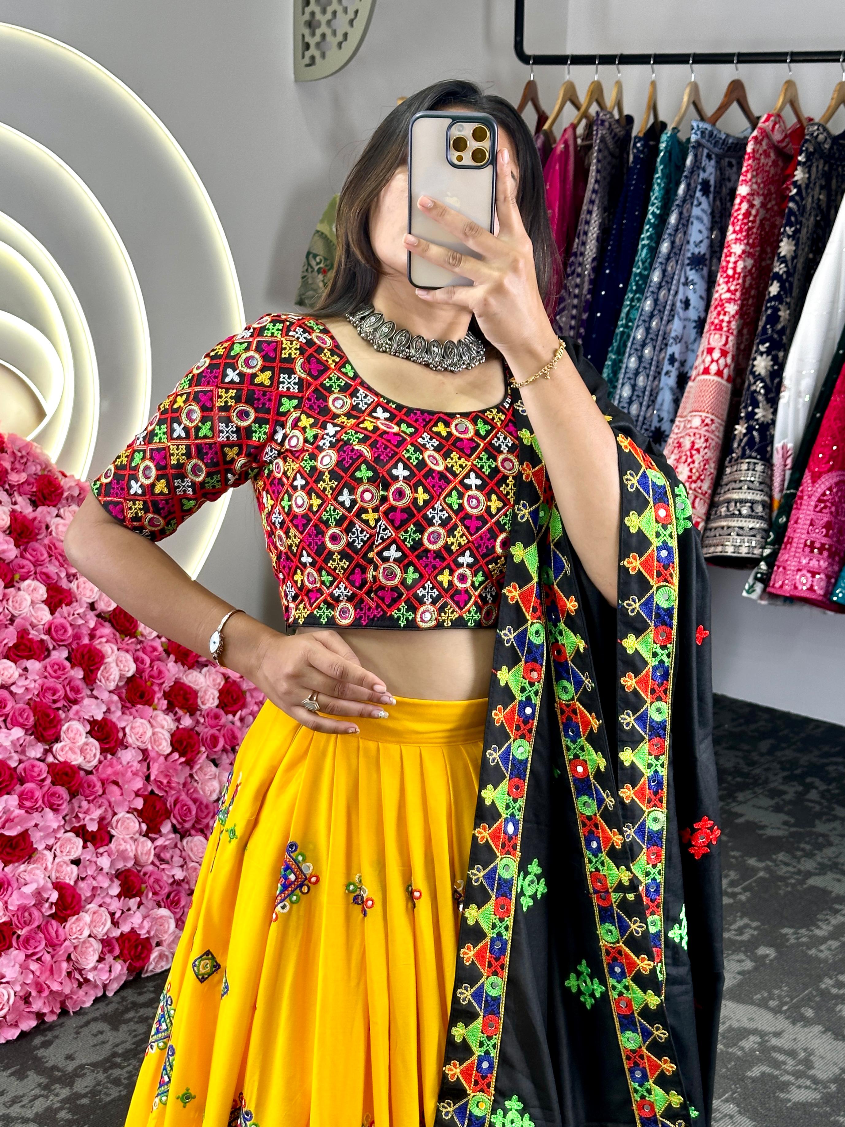 navratri Precious Yellow Navratri Lehenga Choli With Dupatta