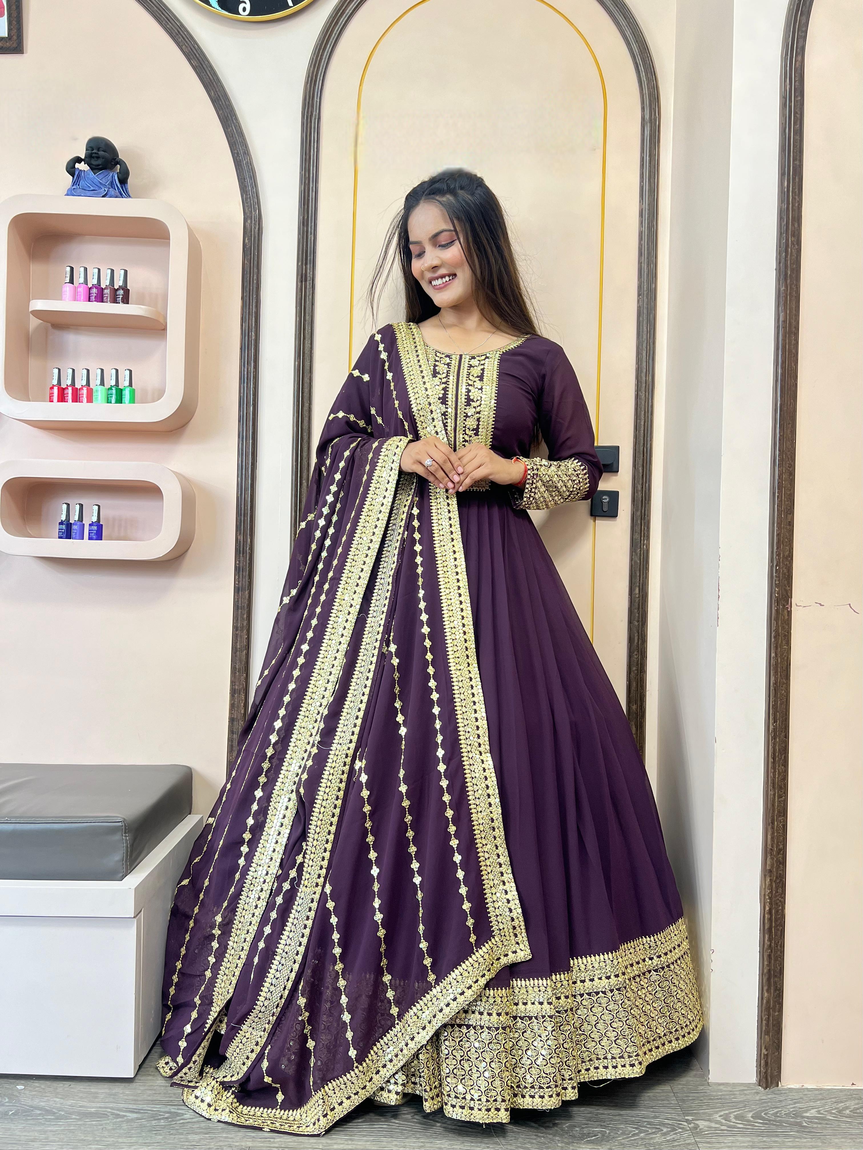 3 PIECE STYLISH GOWN AND DUPATTA WITH BOTTOM