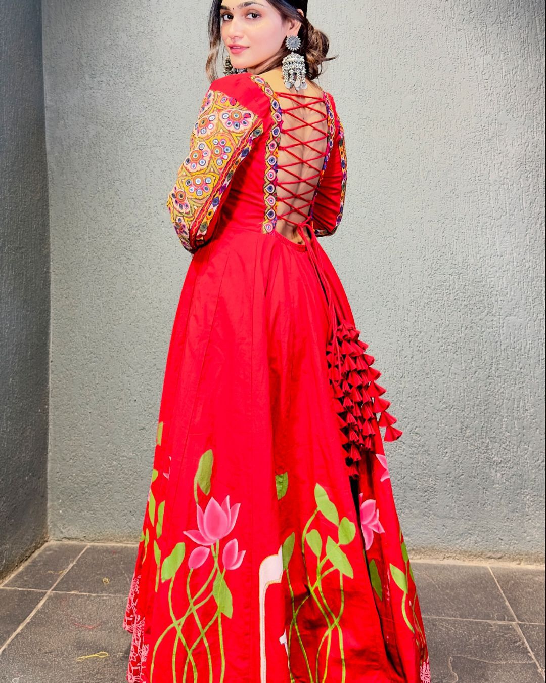 navratri Precious RED Navratri GOWM With Dupatta