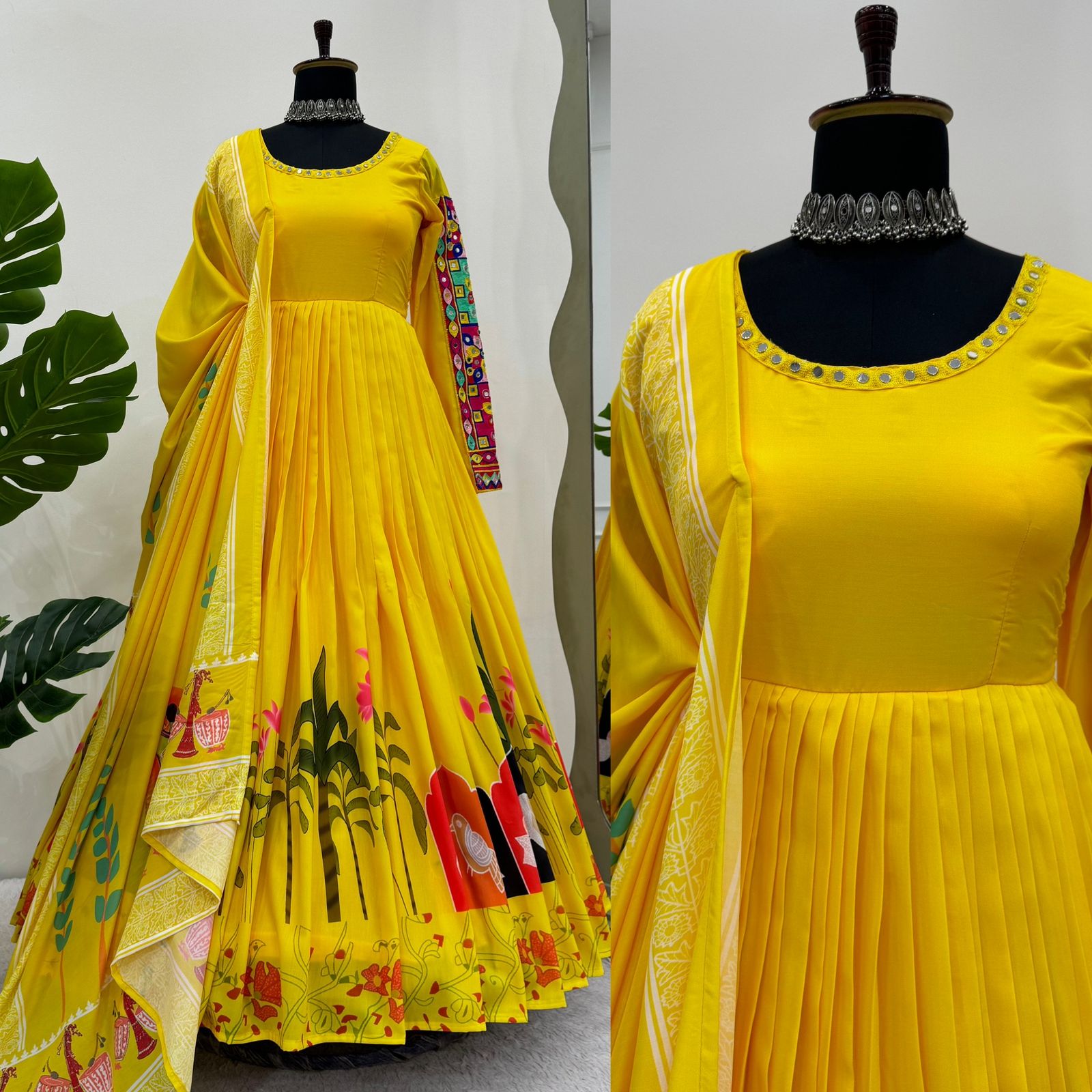 PRESENTING NEW PREMIUM QUALITY PURE ROMANSILK CHANDERI FABRIC FULLY FLAIR ANARKALI,WITH DUPPTA SET