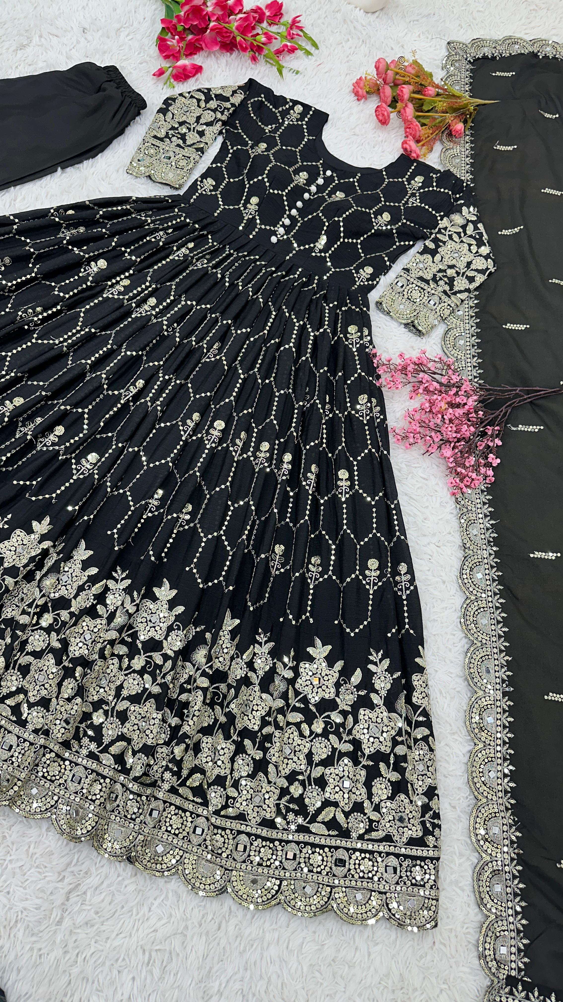 Heavy Embroidery with Sequins, Stitched Plazzo, and Dupatta