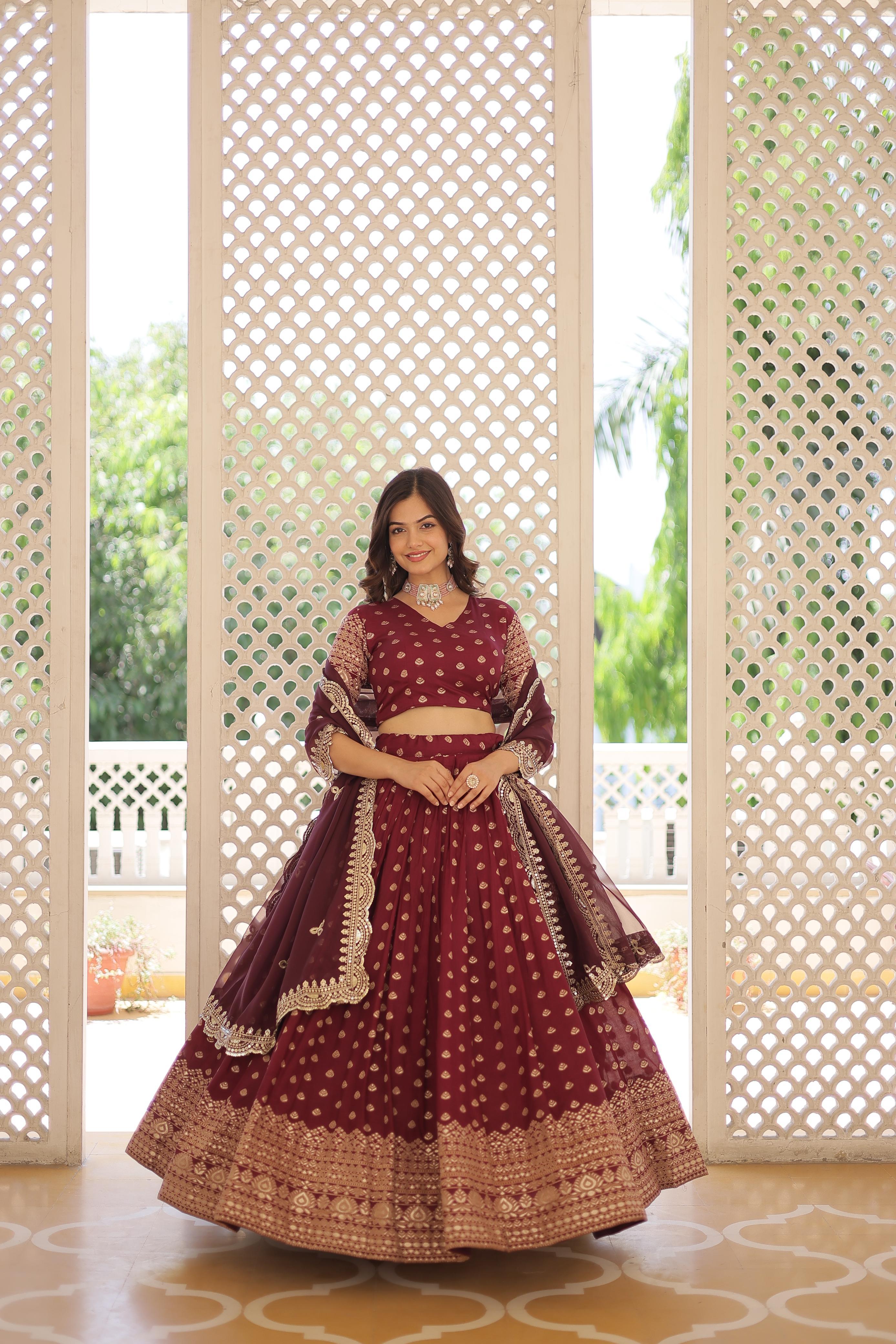 Enchanting Dayble Viscose Jacquard Lehenga with Elegant Double Zari Work