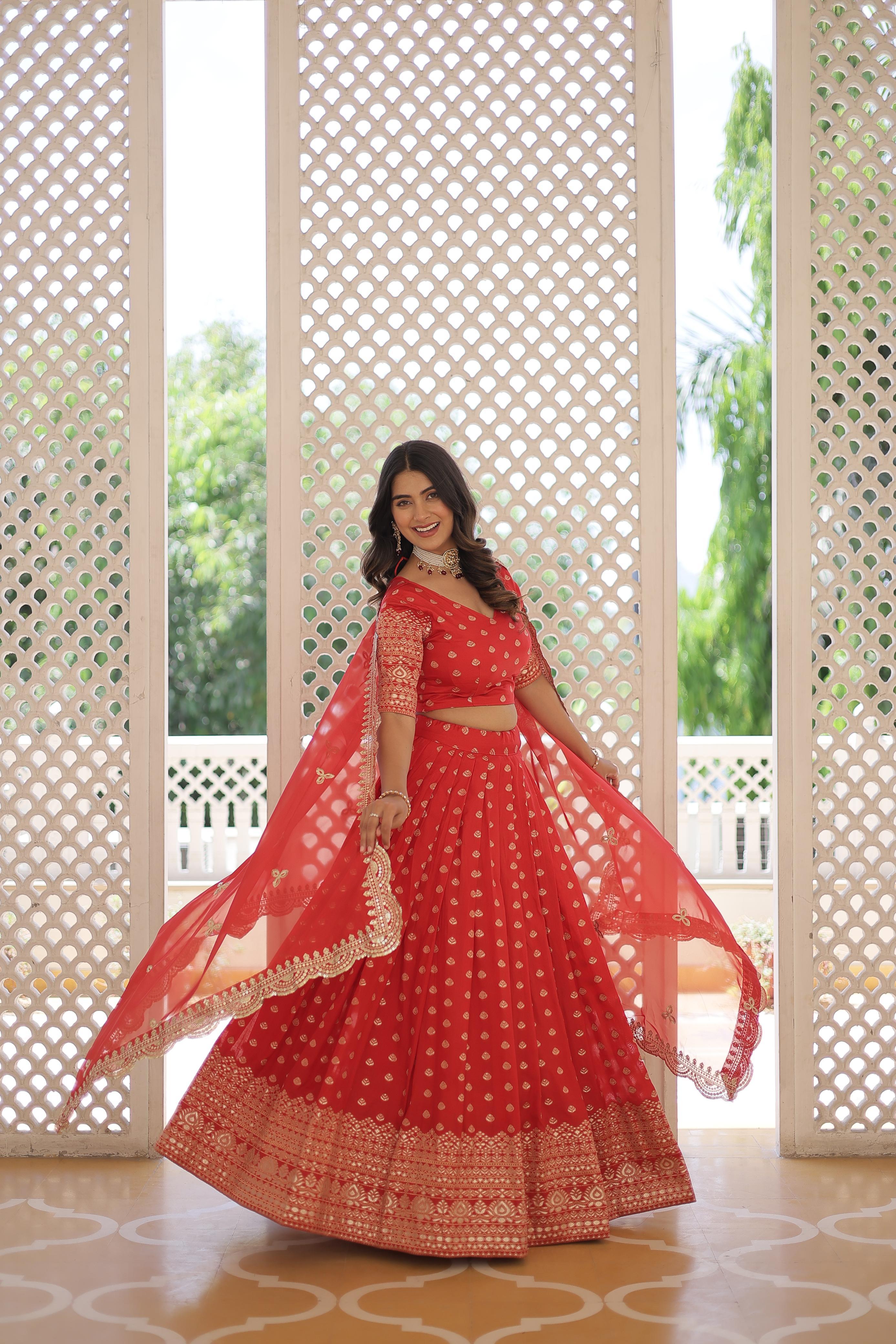 Enchanting Dayble Viscose Jacquard Lehenga with Elegant Double Zari Work