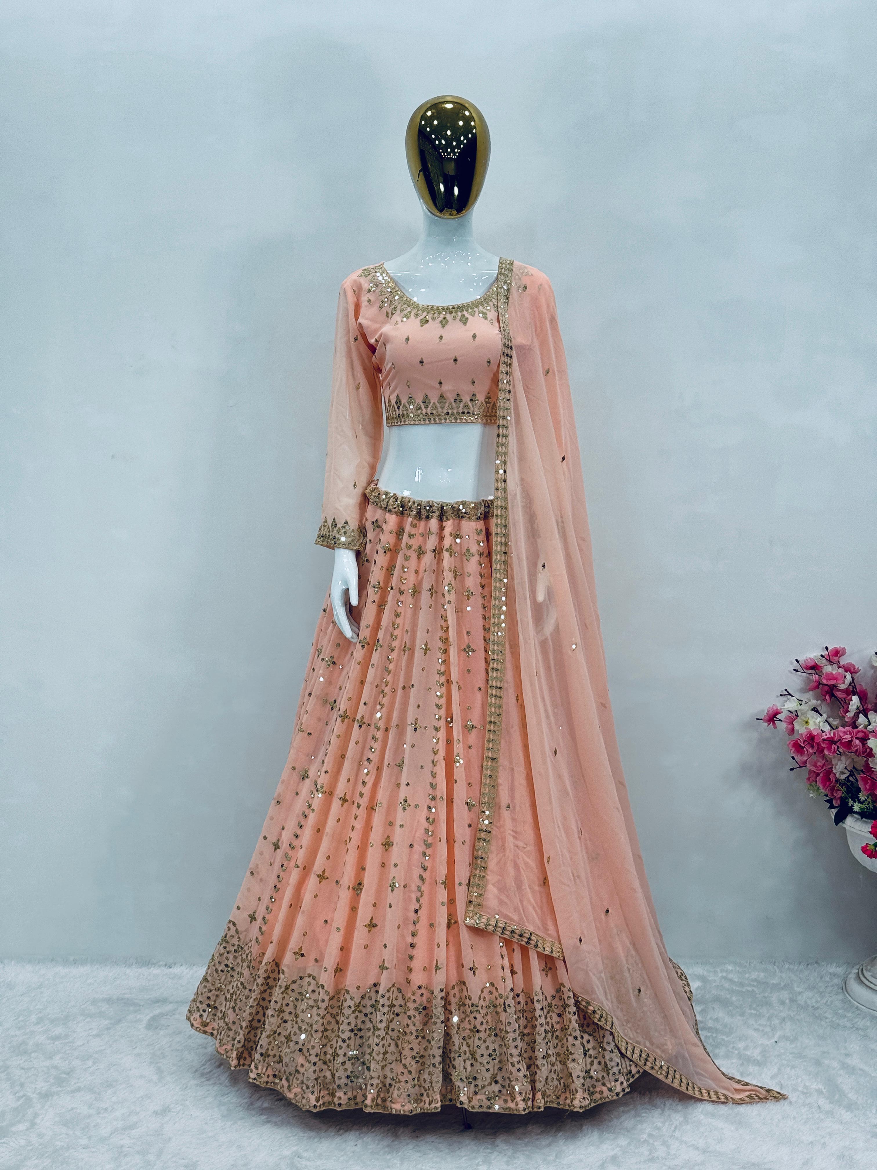 New Designer Heavy Embroidered Sequin Lehenga Choli with Dupatta