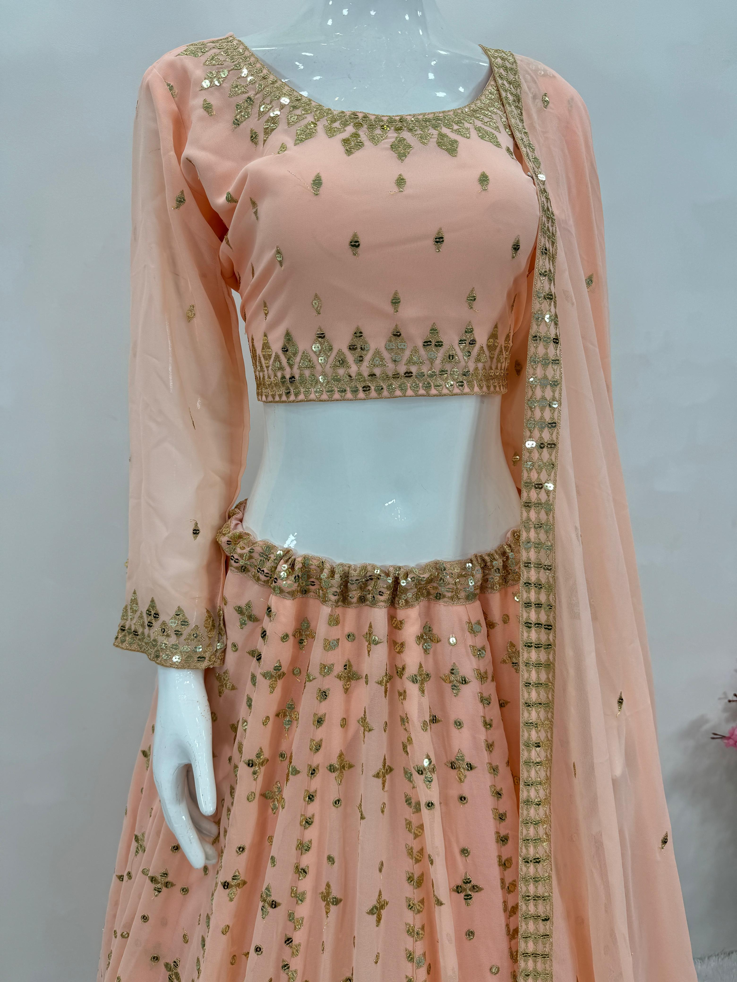 New Designer Heavy Embroidered Sequin Lehenga Choli with Dupatta