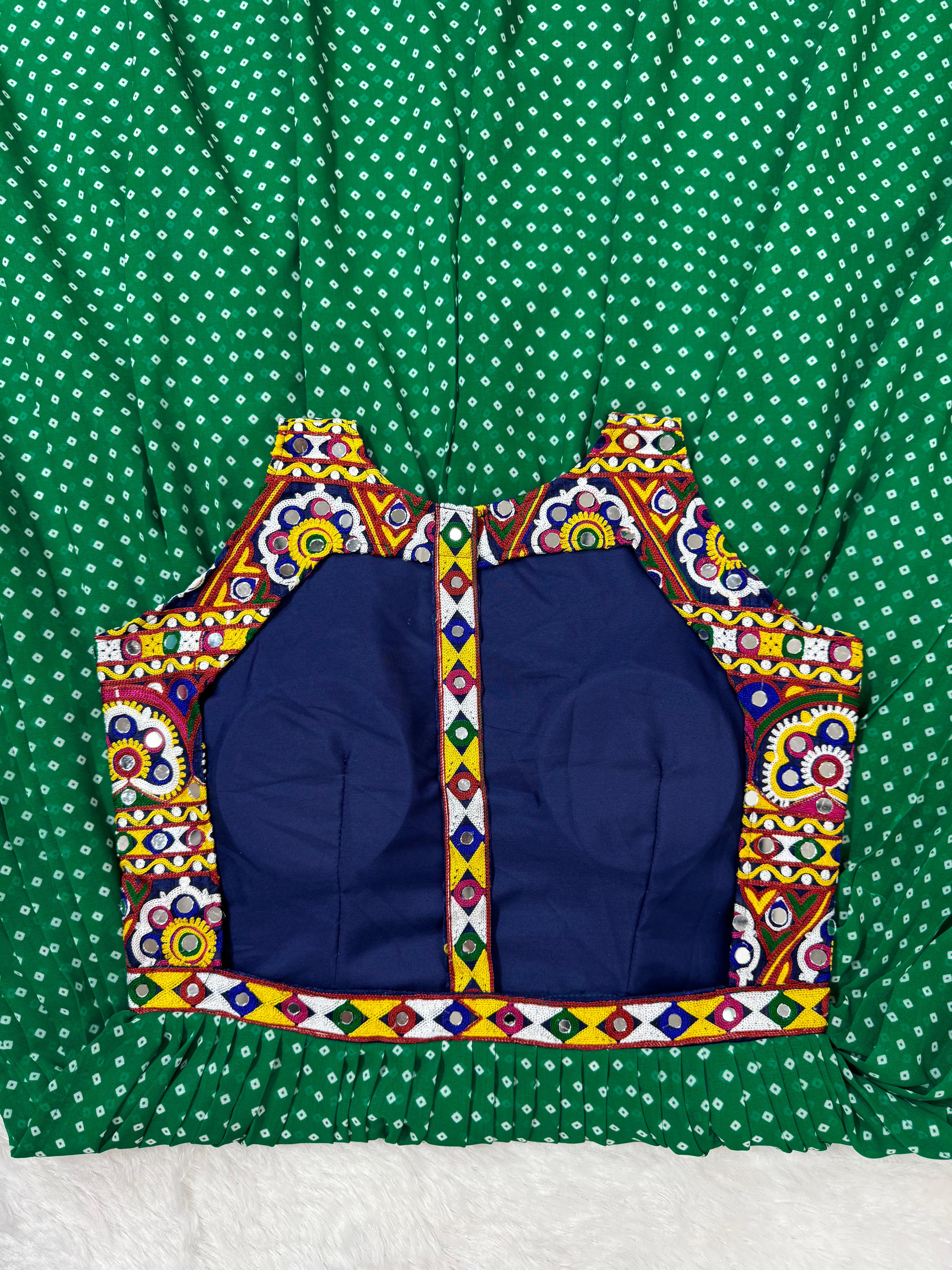 Navratri Special Faux Georgette Top with Chinestich & Real Mirror Work