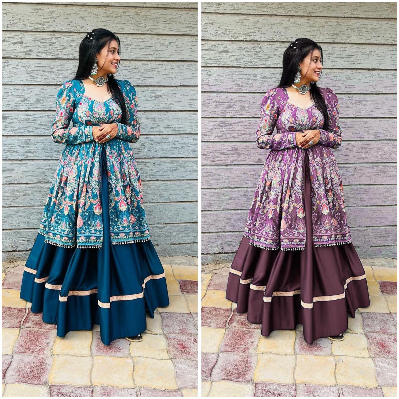 Navratri Boutique Rayon Printed Top with Full Flair Lehenga