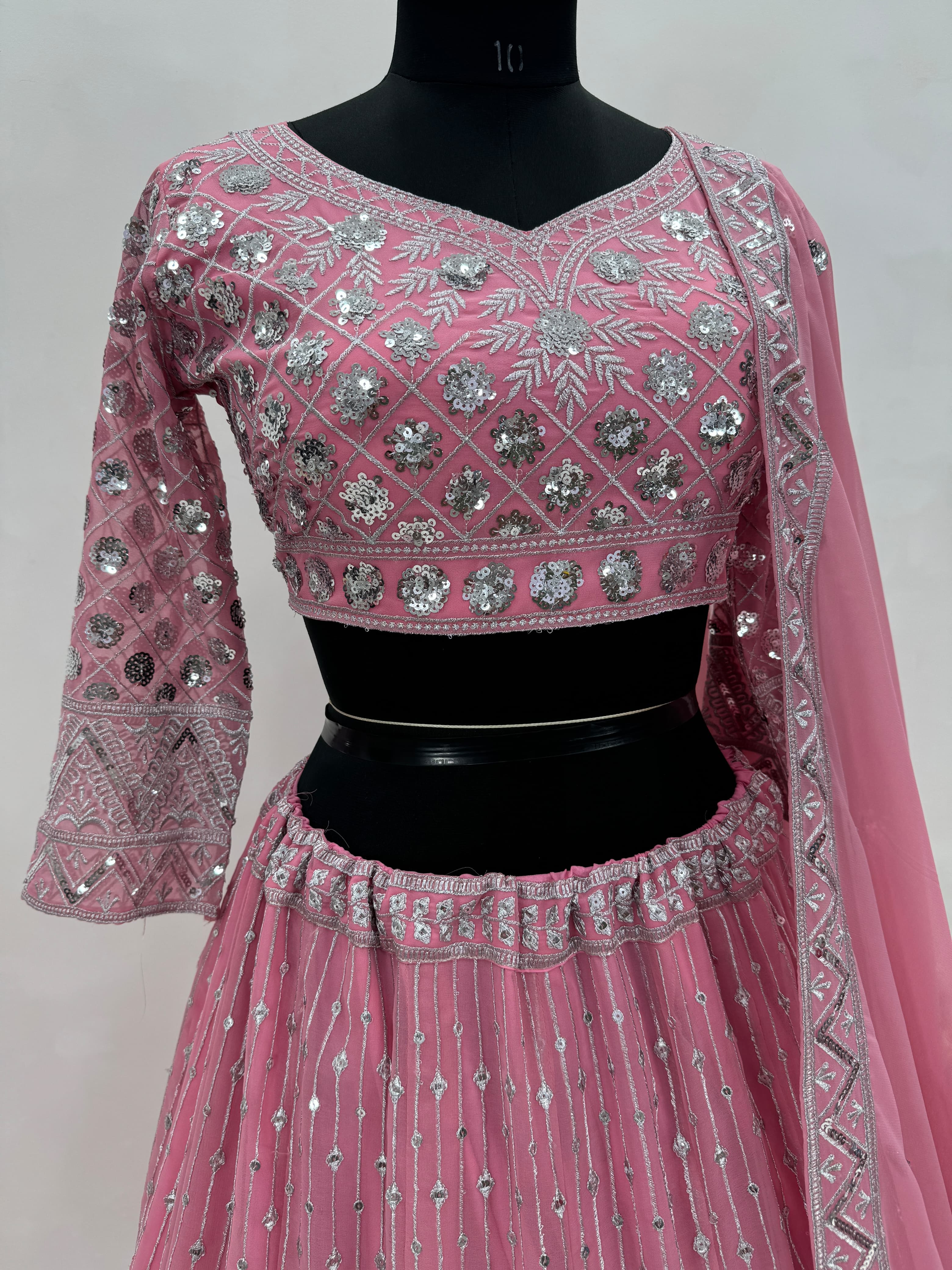 Bridal Heavy Embroidered Sequin Lehenga Choli with Dupatta