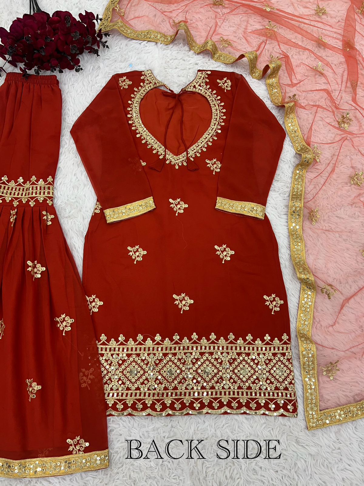 Party Wear Look Top-Plazzo and Dupatta With Heavy Embroidery Work