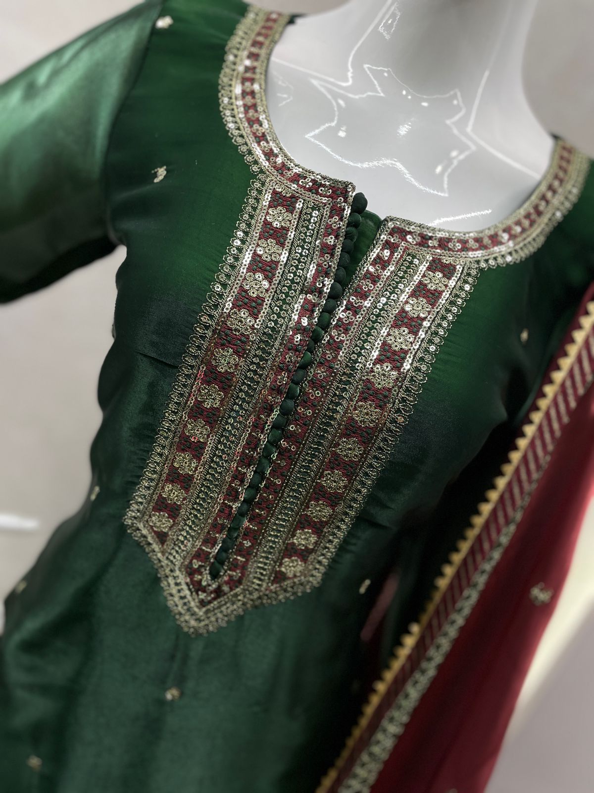 TRENDING FANCY JIMI CHUU TOP SEQUENCE EMBROIDERY WORK WITH DUPATTA AND SARARA