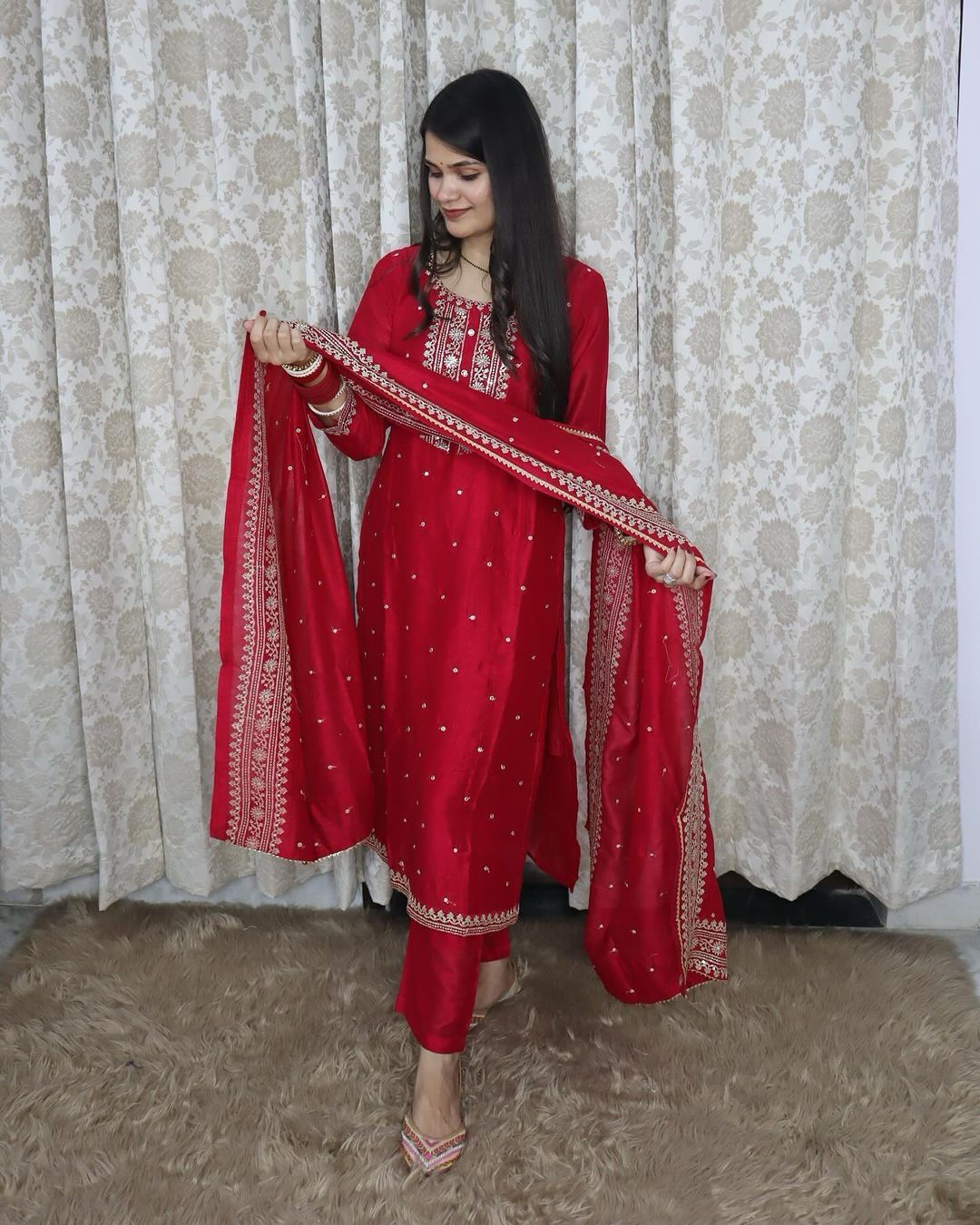 KARWA CHAUTH SPECIAL SUIT WITH PLAZO AND DUPATTA