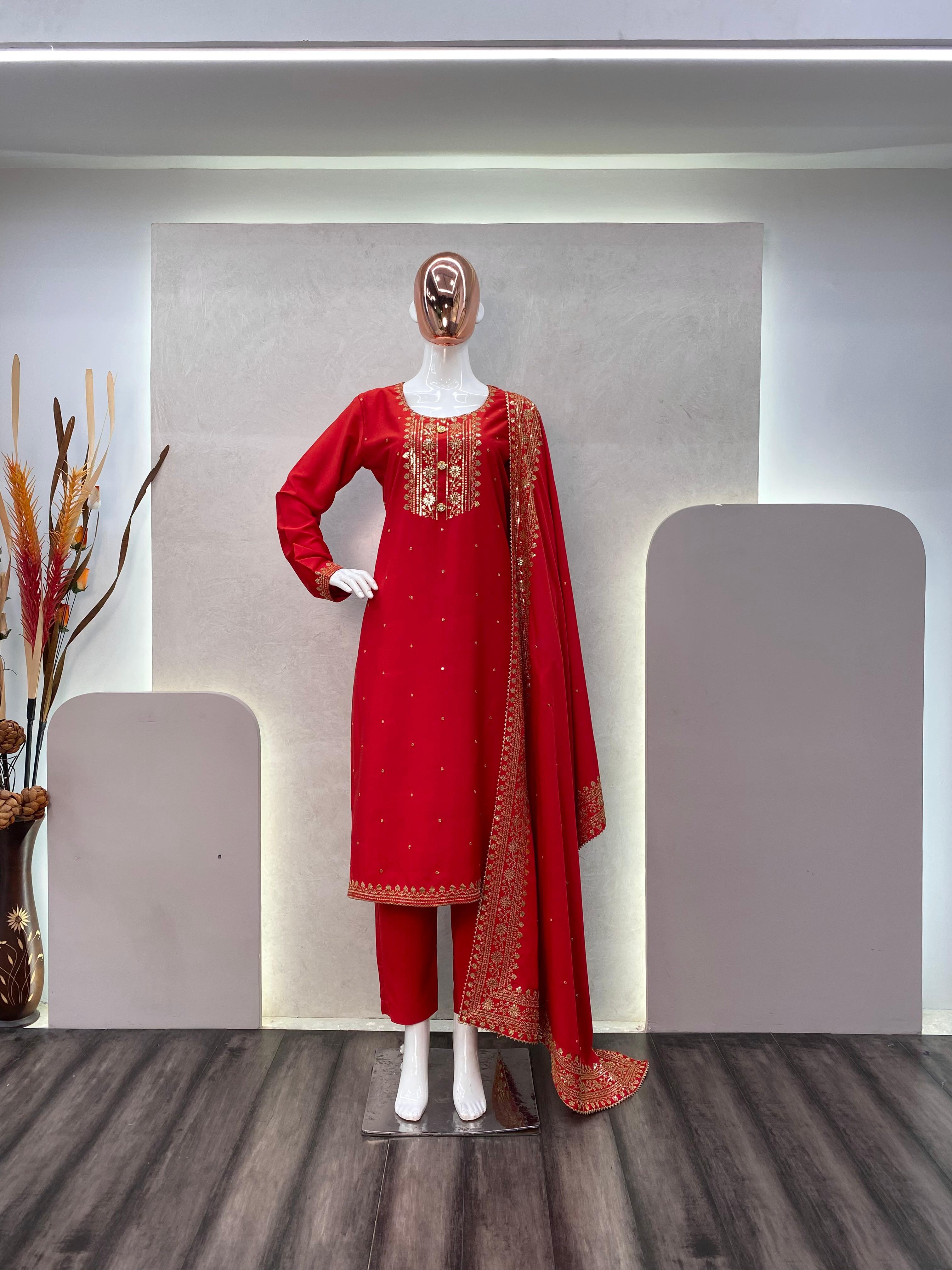 KARWA CHAUTH SPECIAL SUIT WITH PLAZO AND DUPATTA