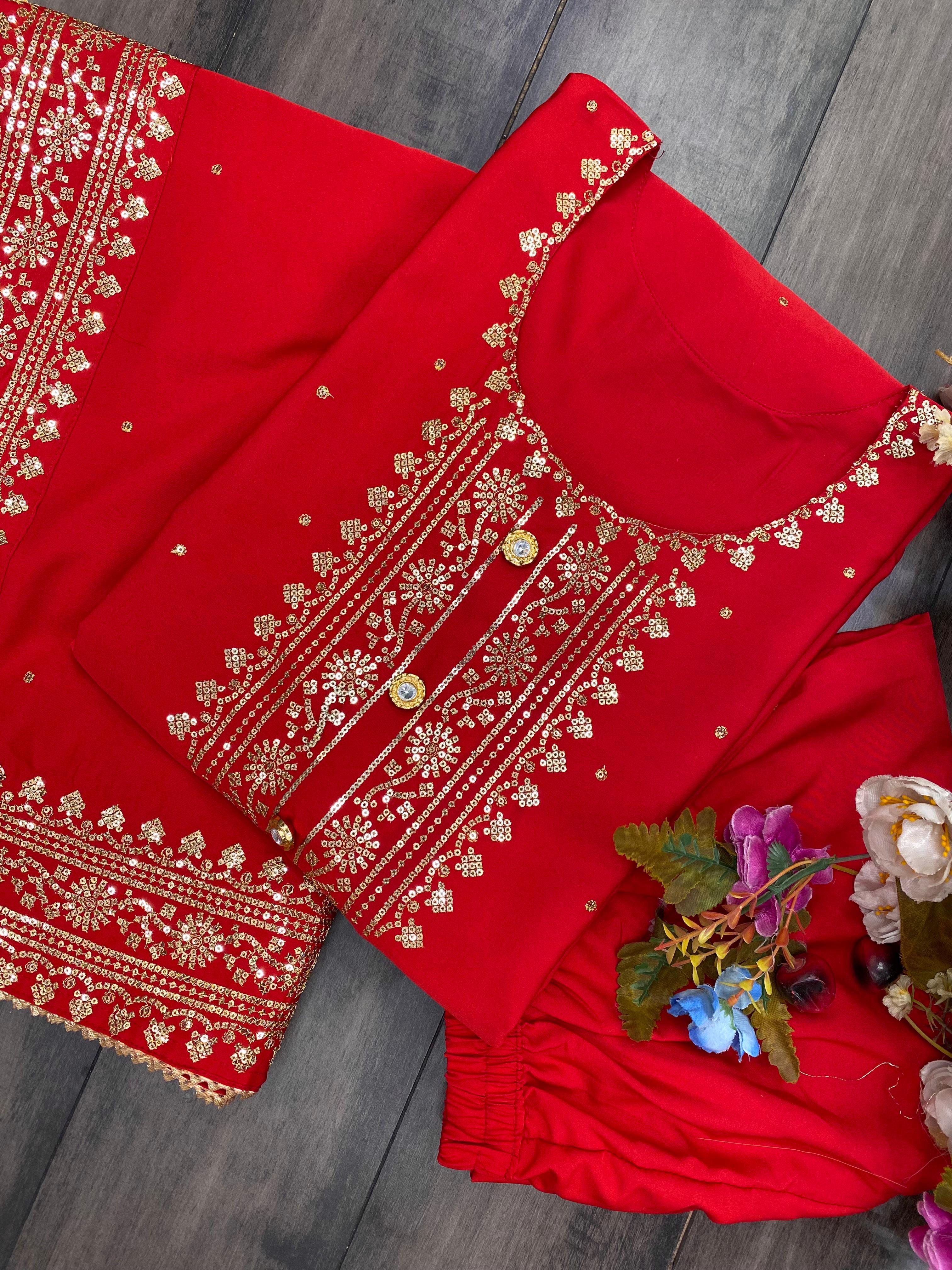 KARWA CHAUTH SPECIAL SUIT WITH PLAZO AND DUPATTA