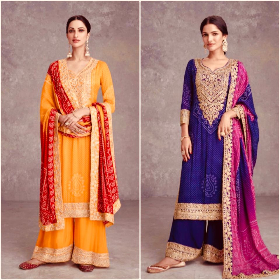 Collection In Heavy Chinon With Embroidery Sequence Work Top-Bottom And Dupatta