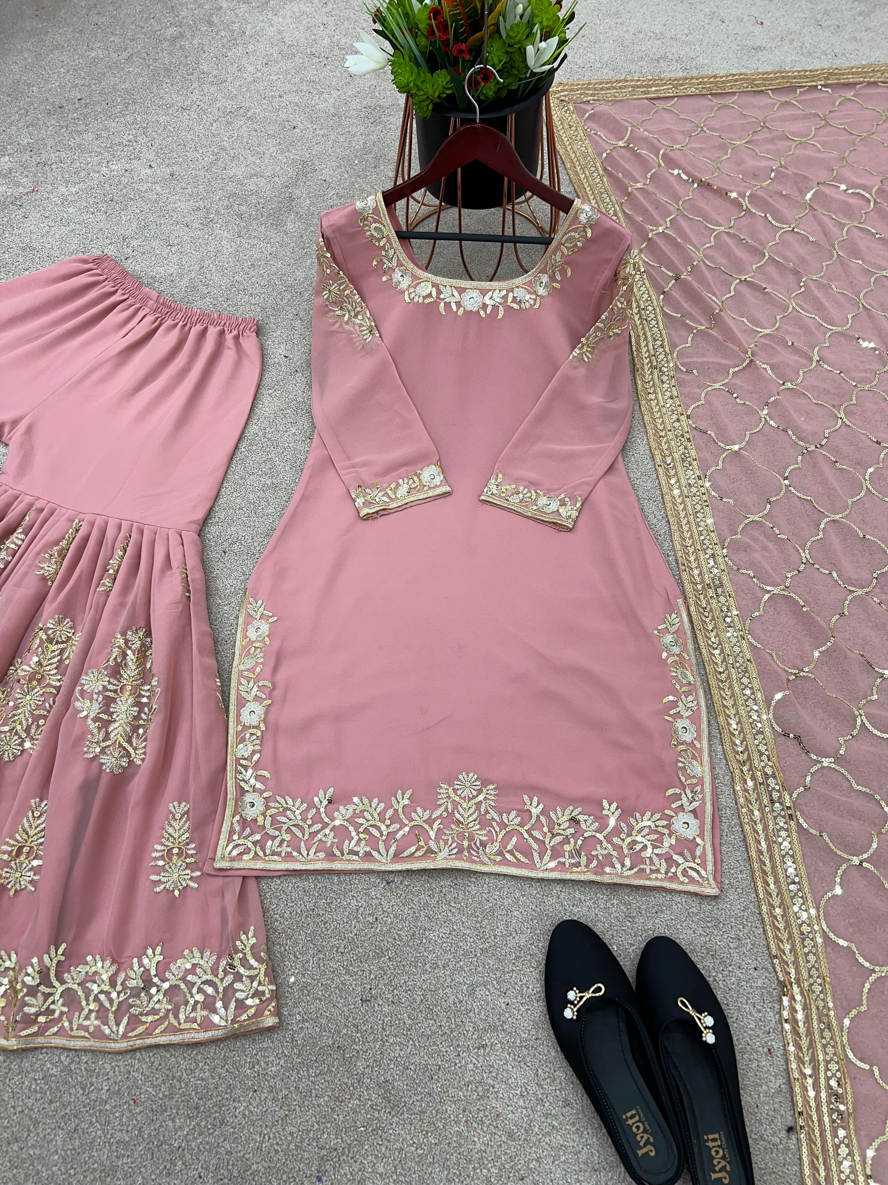 Party Wear Look Fancy Top-Dupatta and Fully Stitched Gharara