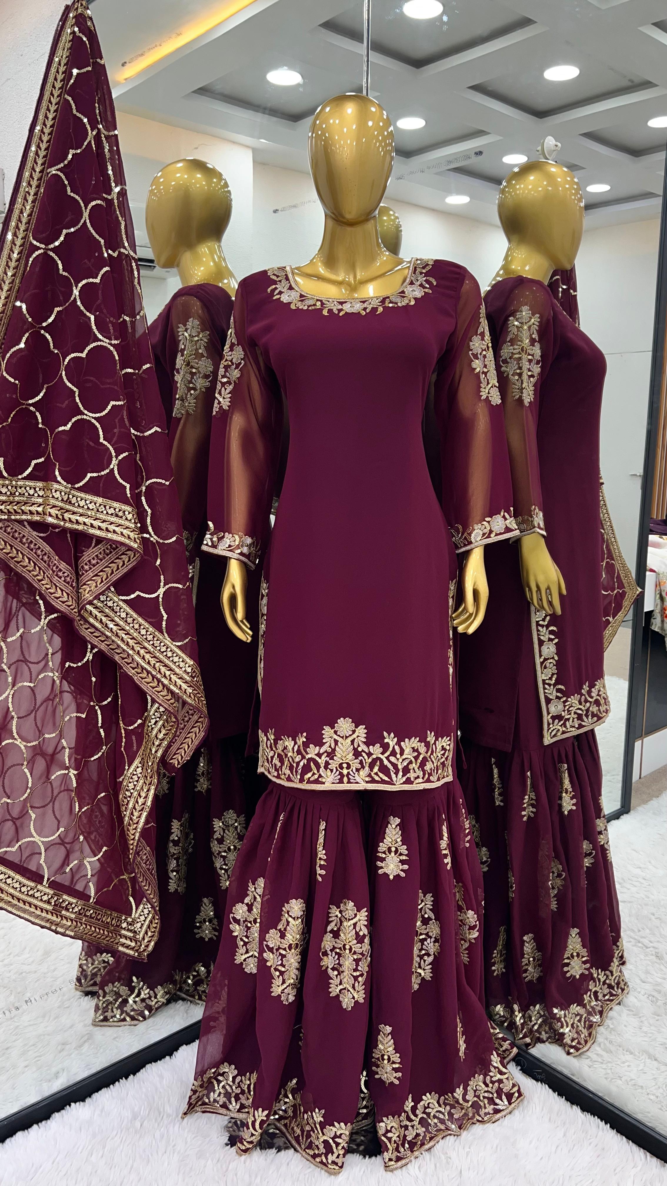 Party Wear Look Fancy Top-Dupatta and Fully Stitched Gharara