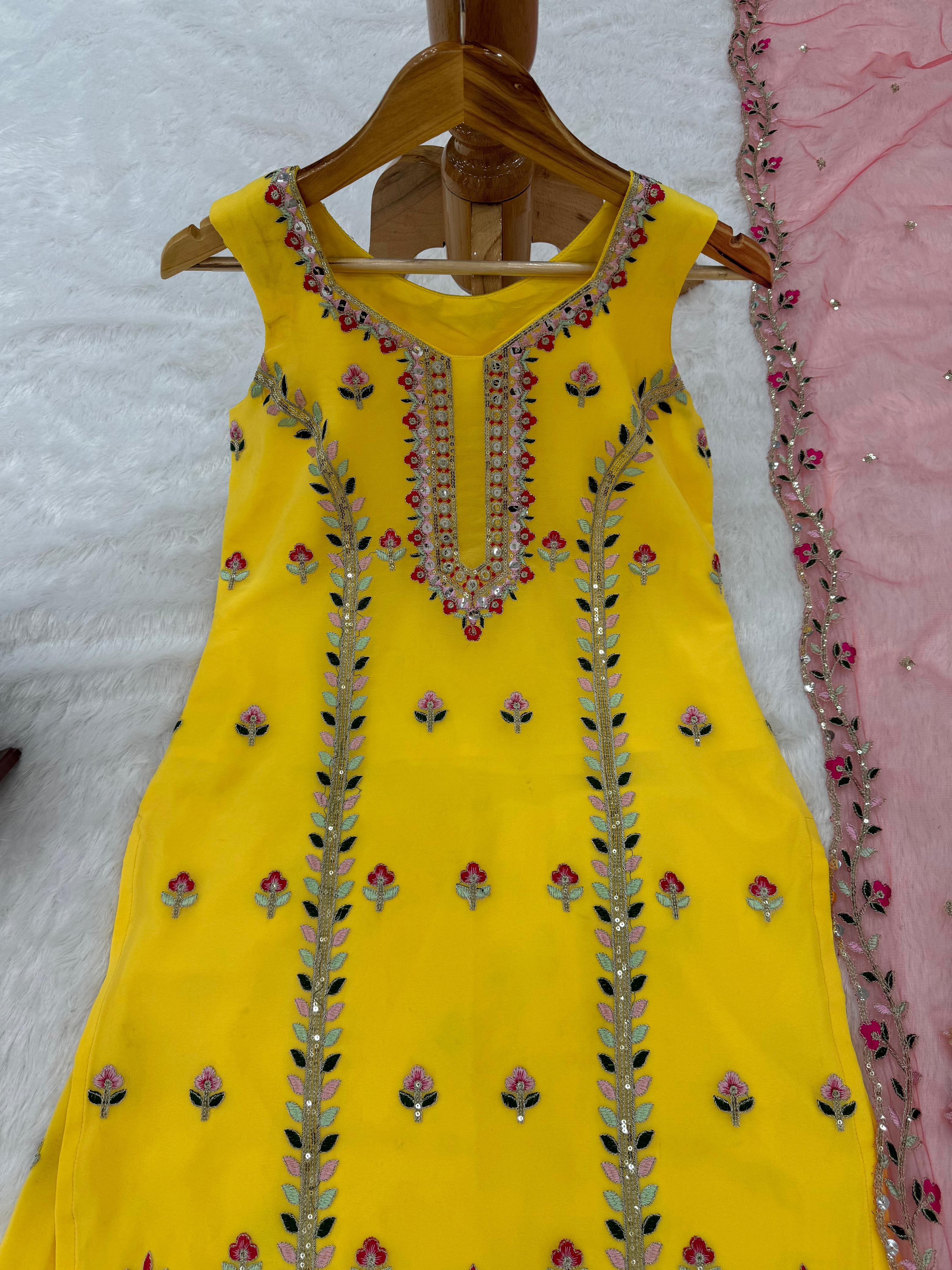 Fully stiched Top with Gharara and Dupatta