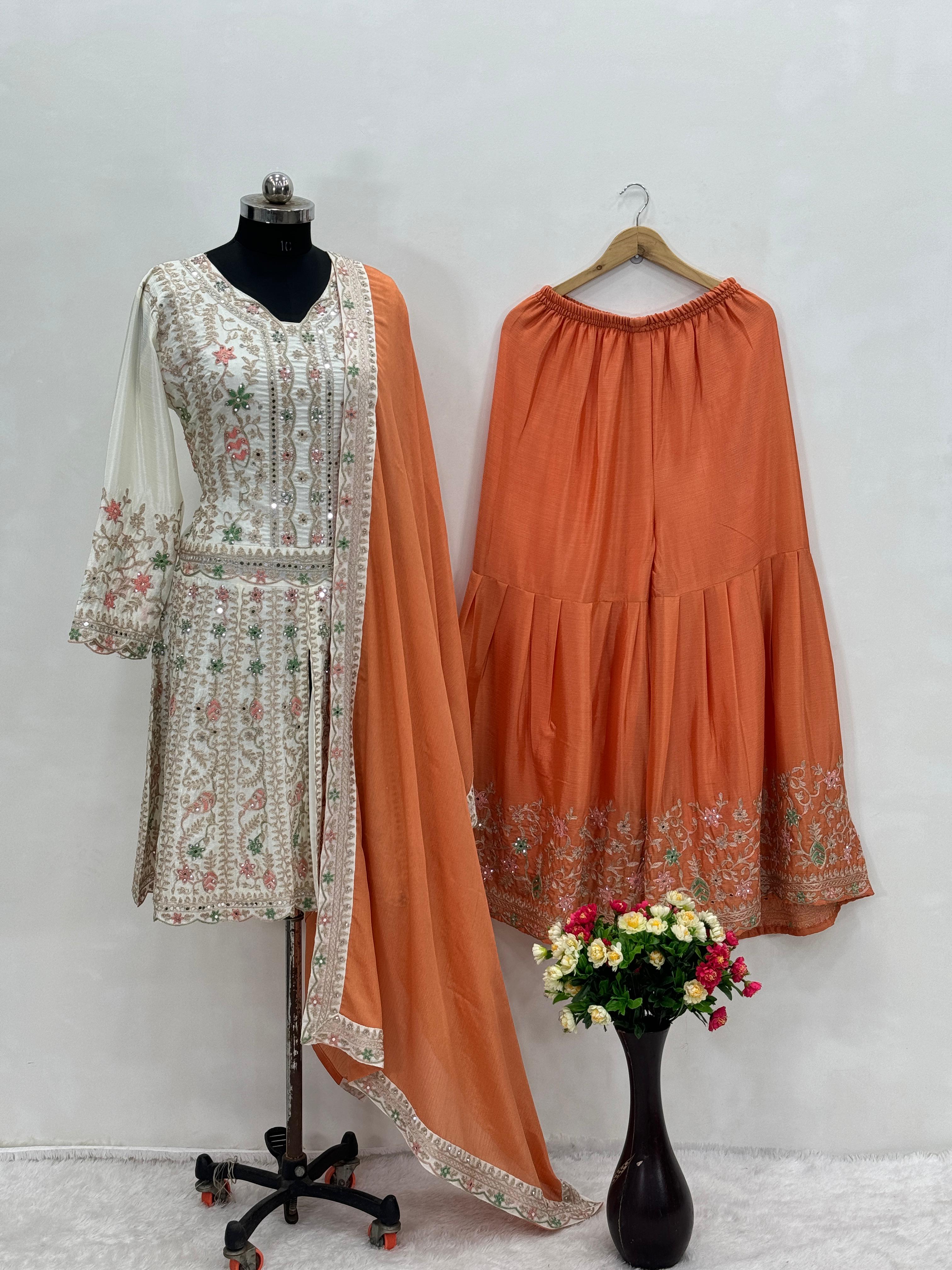 NEW DESIGNER HEAVY PAKISHTANI SHARARA SUIT SET