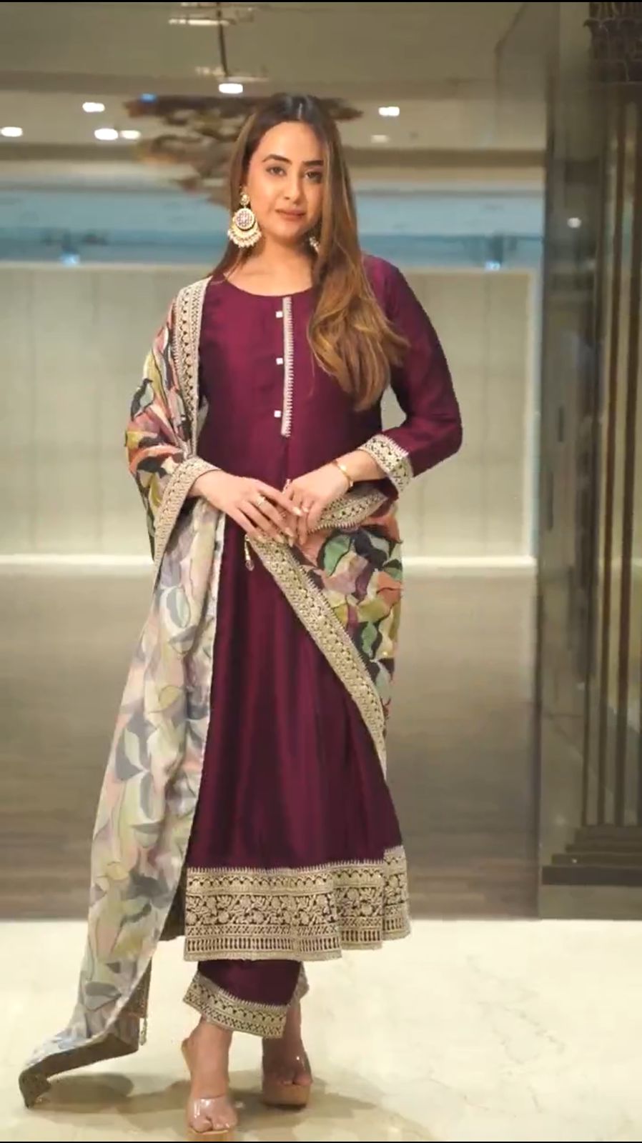 New Designer Party Wear Look Full Heavy Embroidery Sequence Work Gown With Dupatta