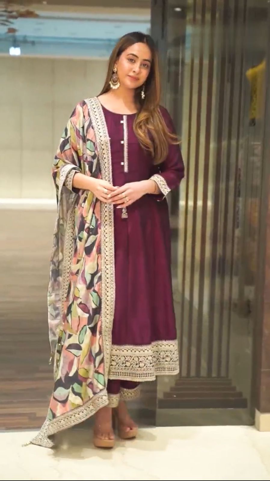 New Designer Party Wear Look Full Heavy Embroidery Sequence Work Gown With Dupatta