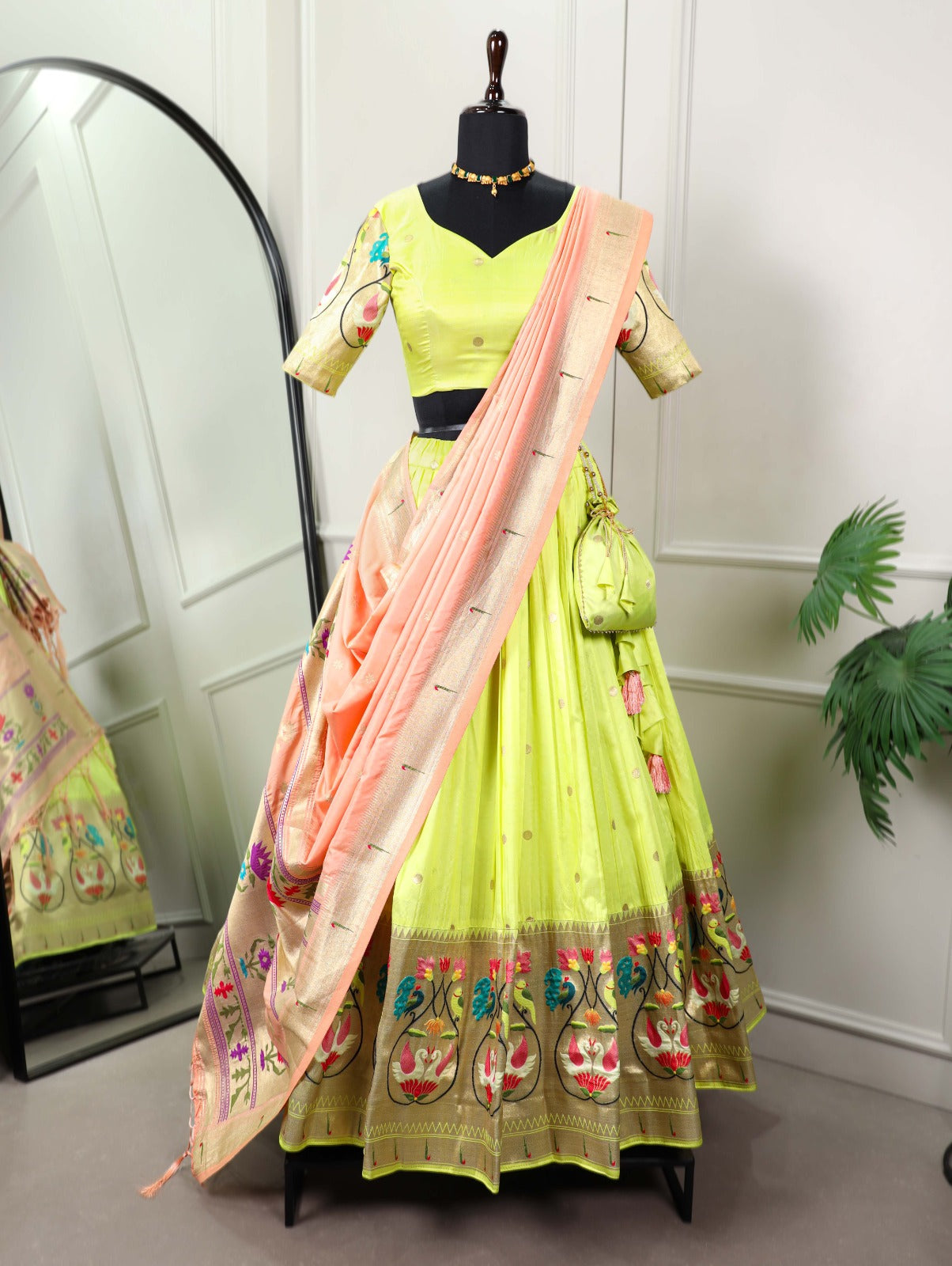 Parrot Paithani lehenga choli