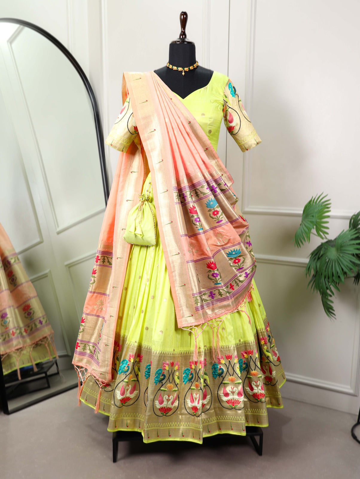 Parrot Paithani lehenga choli