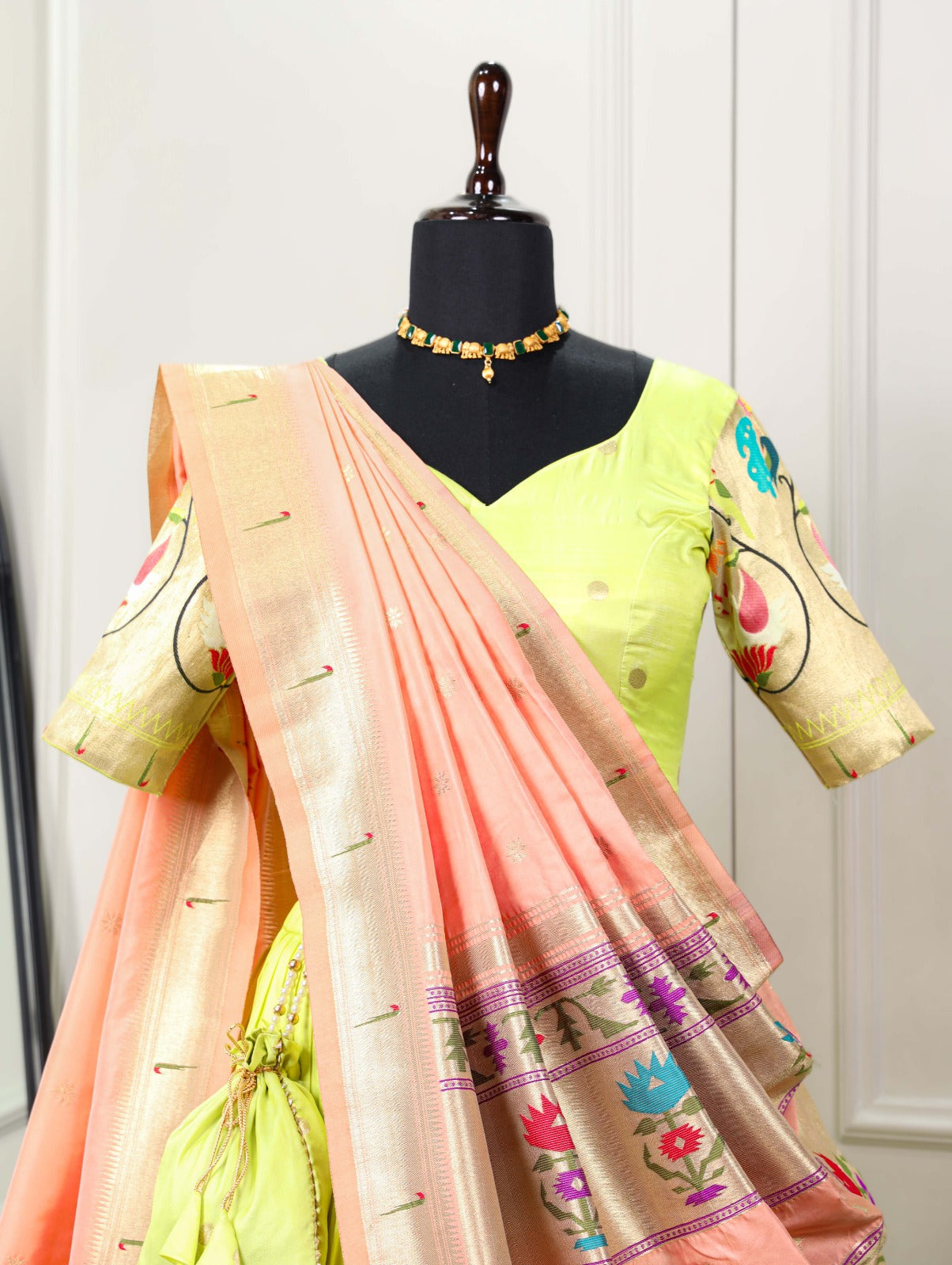 Parrot Paithani lehenga choli