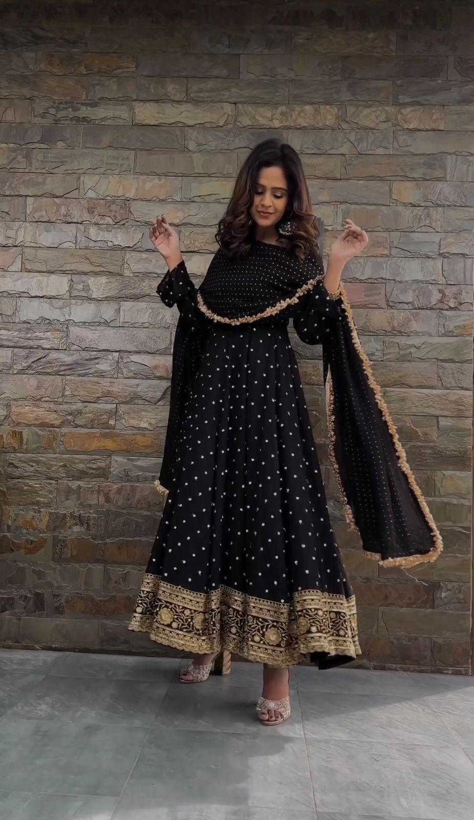 Designer Black Colour Wedding Wear Anarkali Gown