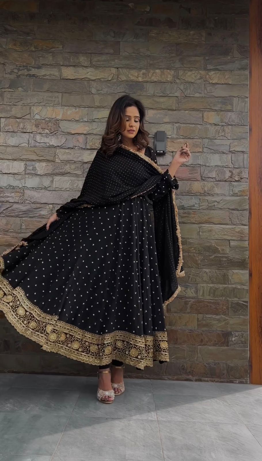 Designer Black Colour Wedding Wear Anarkali Gown