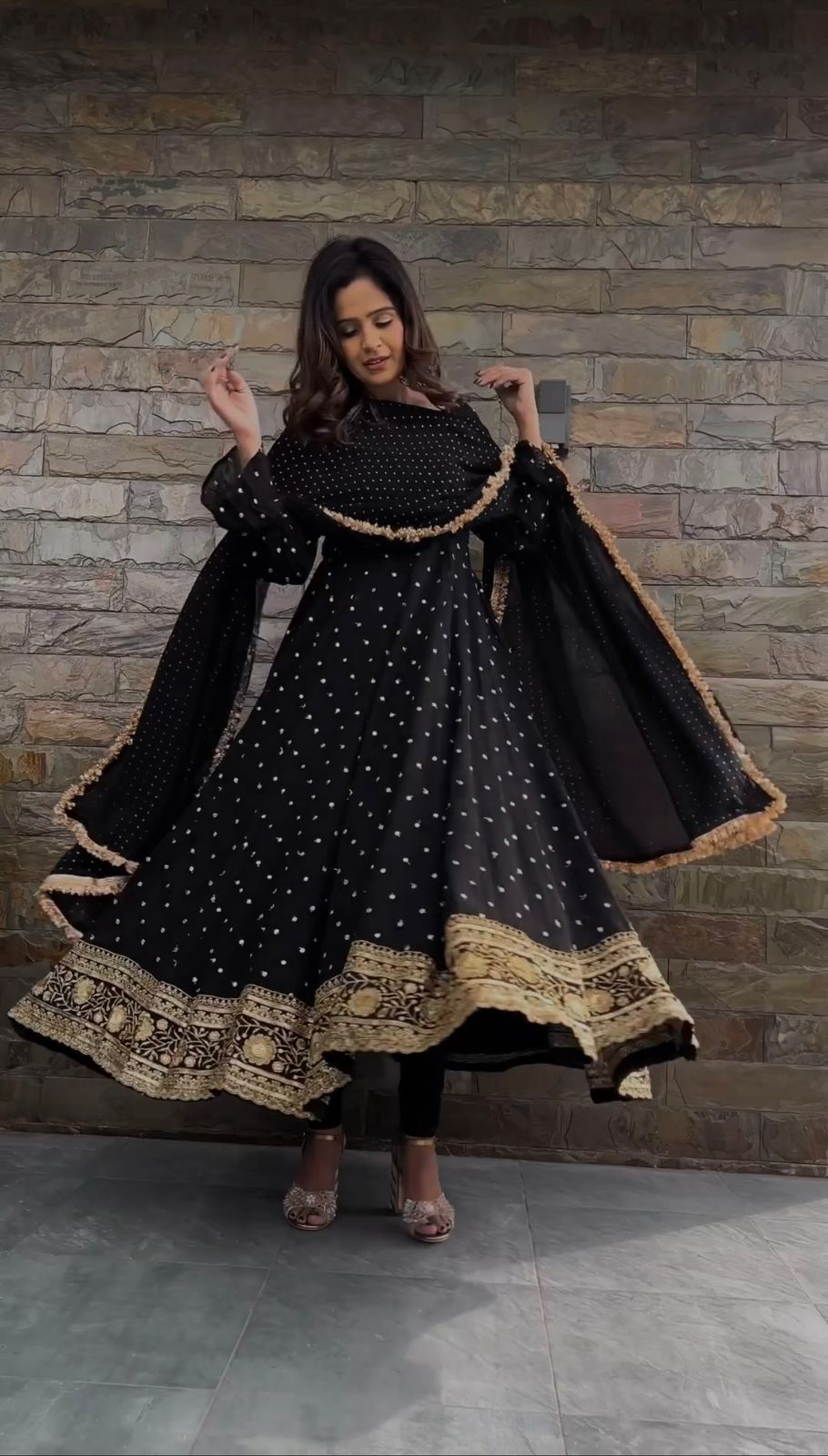 Designer Black Colour Wedding Wear Anarkali Gown