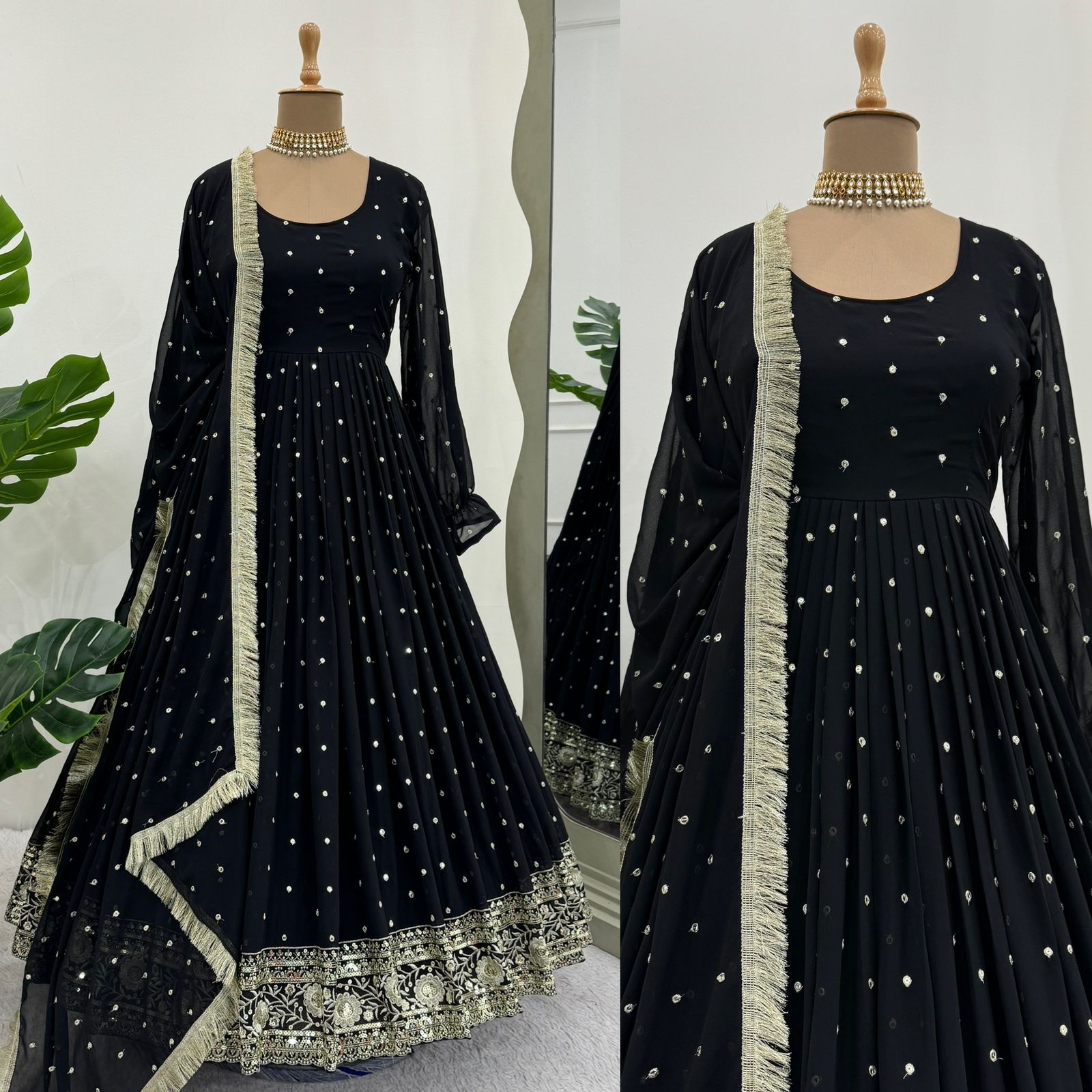 Designer Black Colour Wedding Wear Anarkali Gown