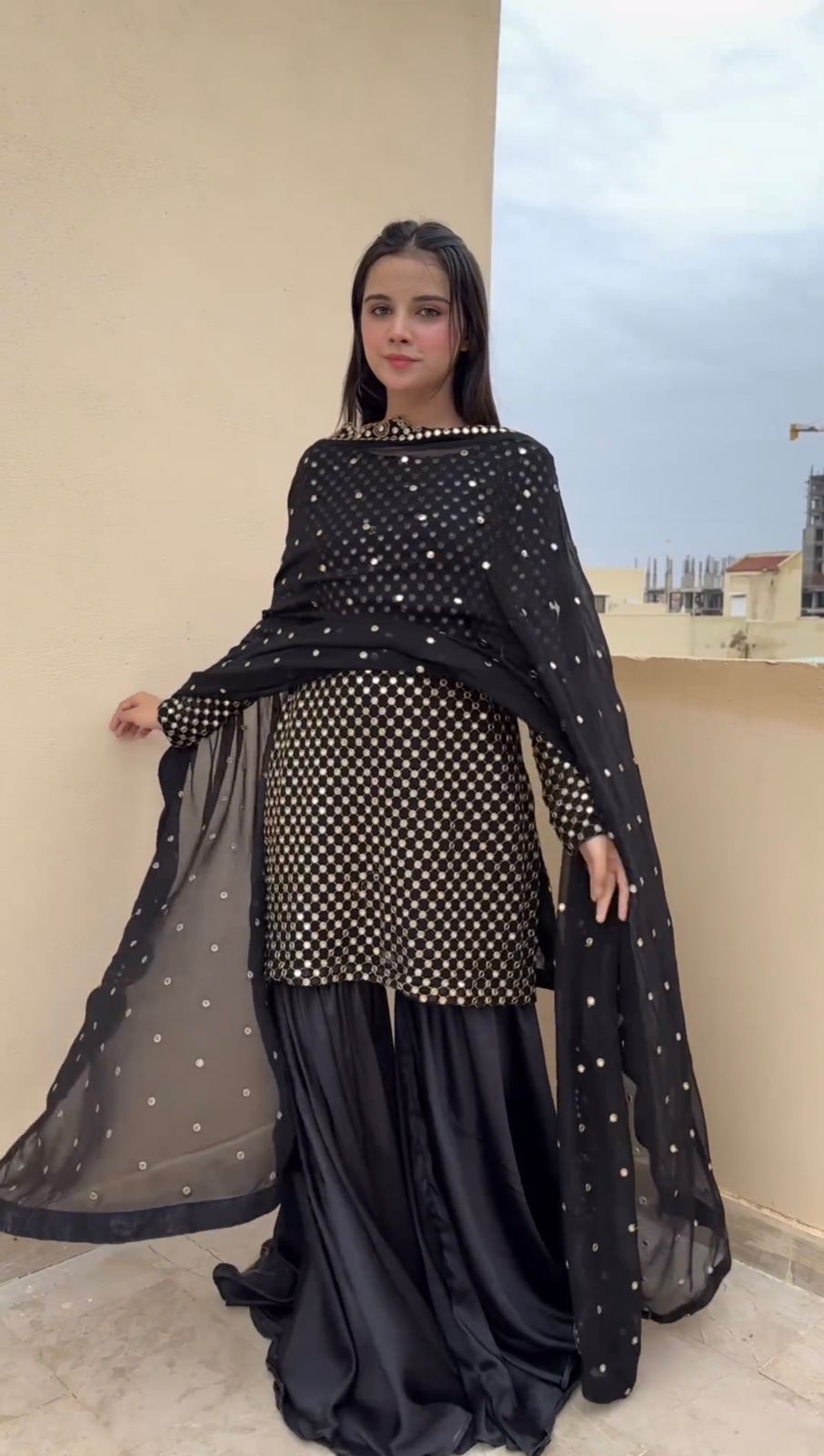 Designer Sharara Set with Thread and Sequin Work