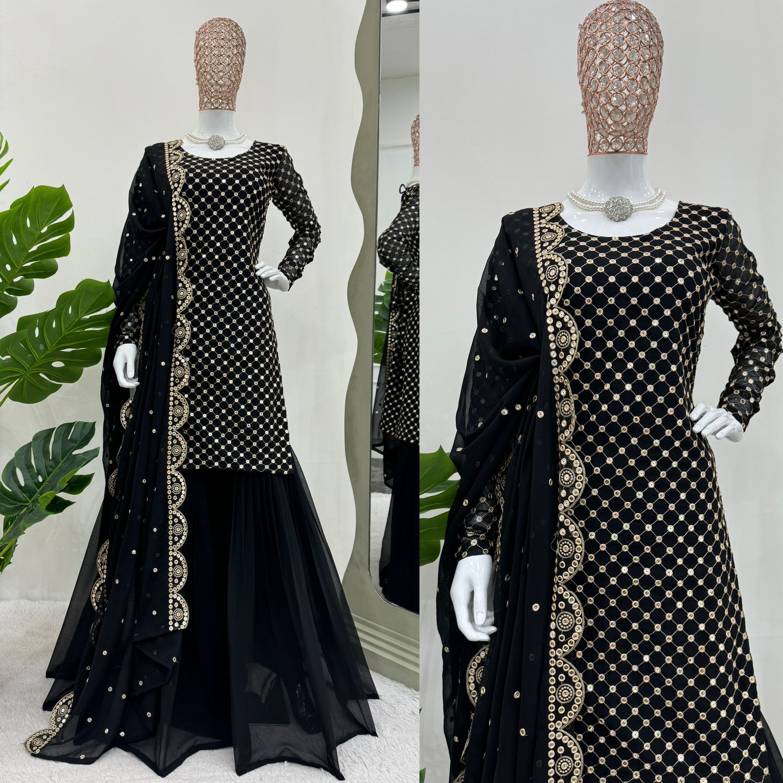 Designer Sharara Set with Thread and Sequin Work