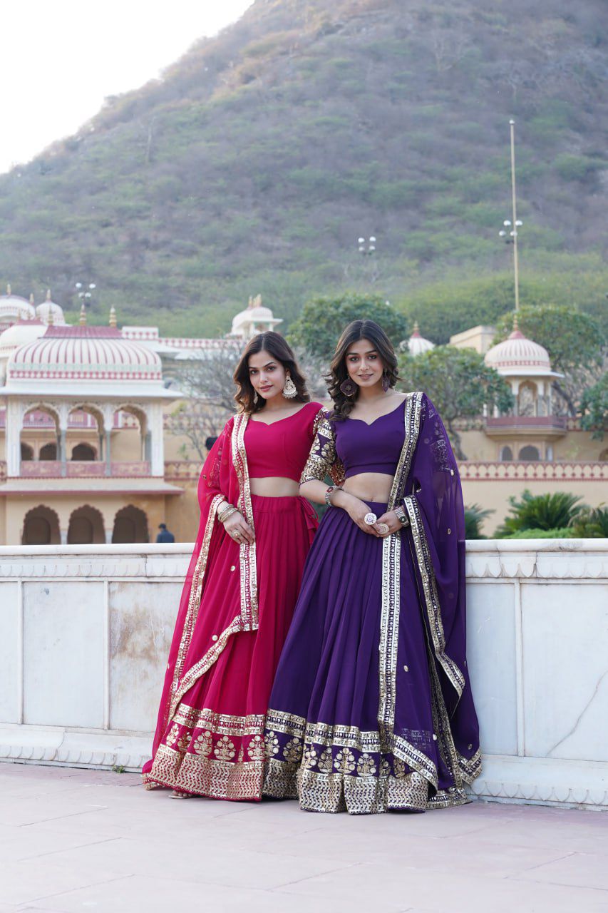 Georgette Flared Lehenga with Sequins and embroidered Work.