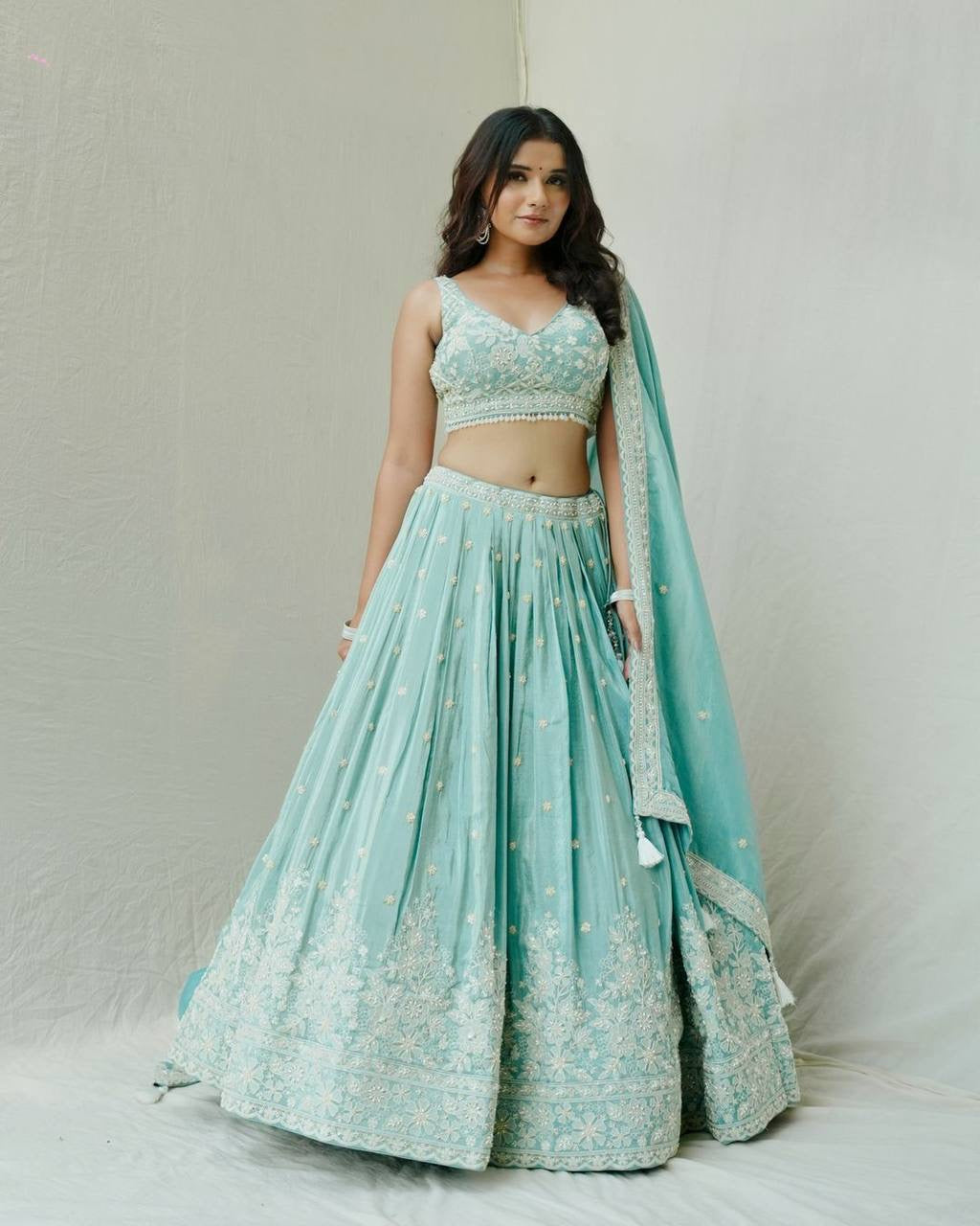 Silk Lehenga Choli Set with Thread and Sequence Work