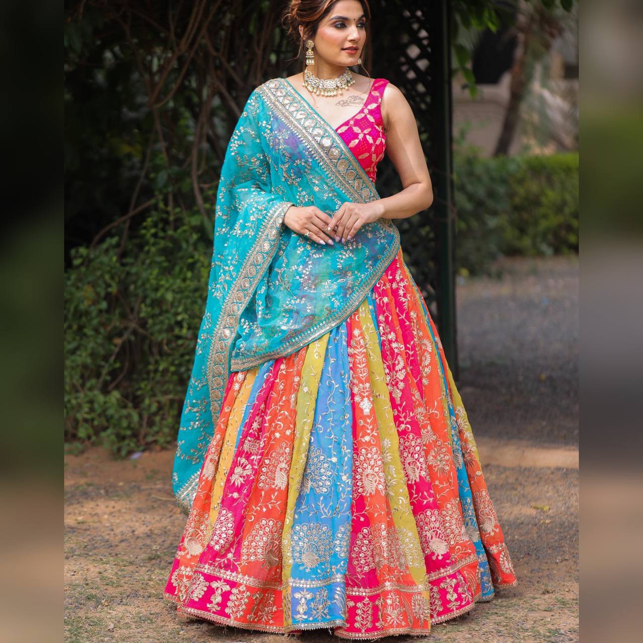 Multi Colour Digital Print Party Wear Lehenga choli SD 1072