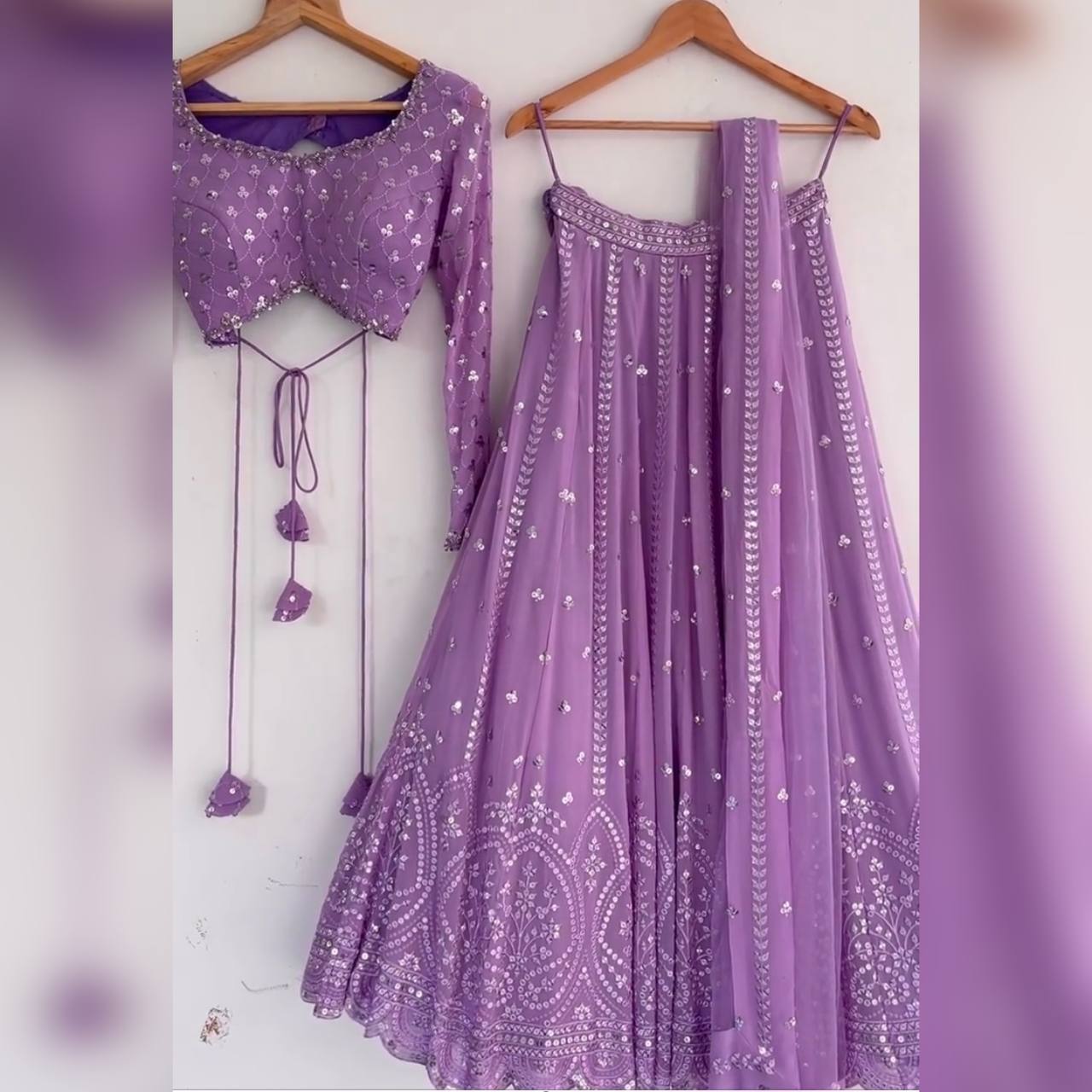 Purple Georgette Sequence Work Party Wear Lehengacholi SD 170