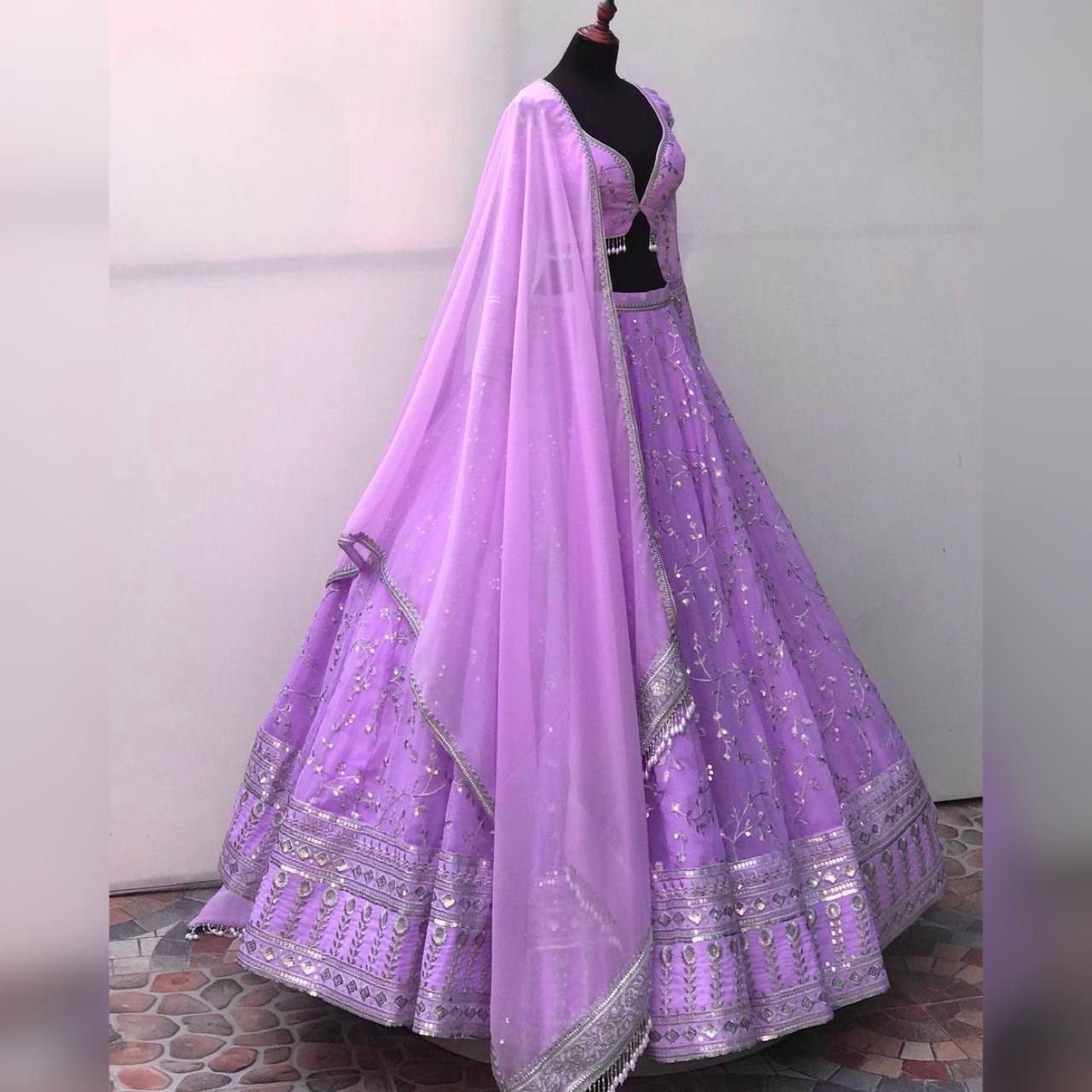 Georgette Sequence Work Party Wear Lehengacholi SD 1054