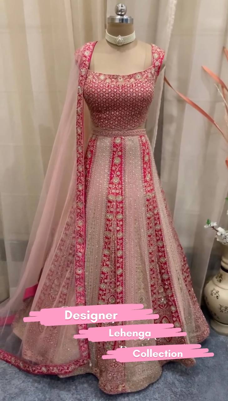 TEO COLOUR BRIDAL WEAR HEAVY EMBROIDERY SEQUENCE& HAND WORK LEHENGAS WITH DUPATTA SET MT - 1016