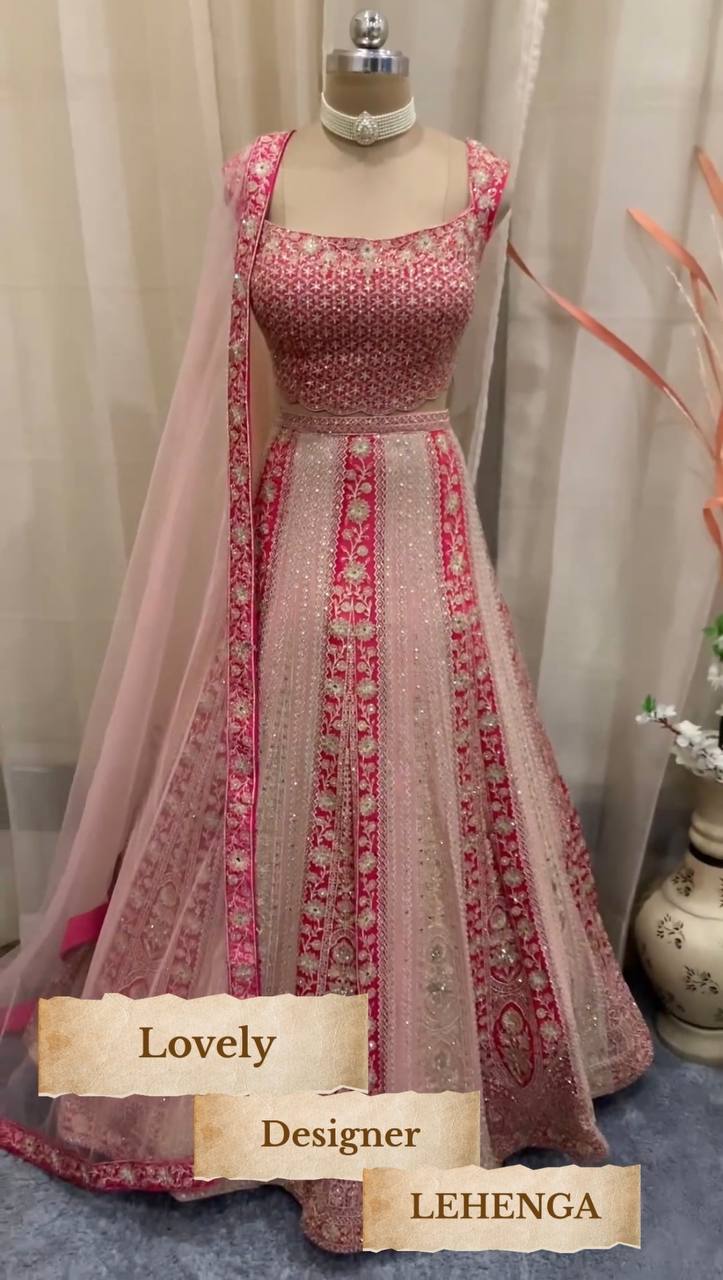 TEO COLOUR BRIDAL WEAR HEAVY EMBROIDERY SEQUENCE& HAND WORK LEHENGAS WITH DUPATTA SET MT - 1016