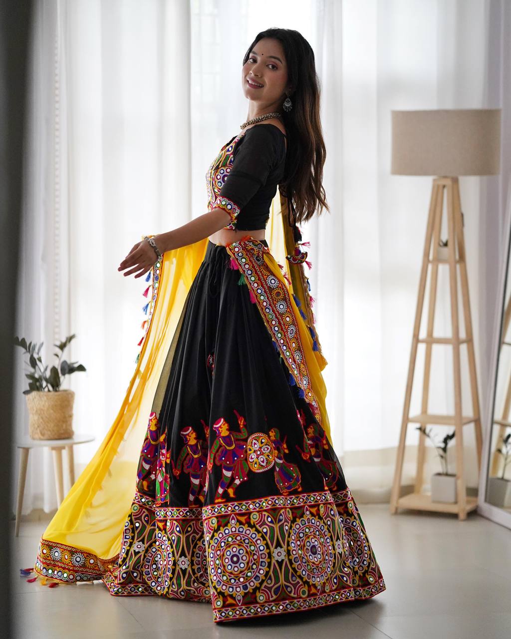 Navratri Lehenga Choli Designer Embroidered Black Color Georgette QRC-153