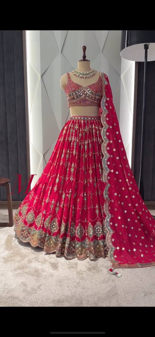 Red Color New Party Wear Lehenga Choli With Dupatta Set MT-1004